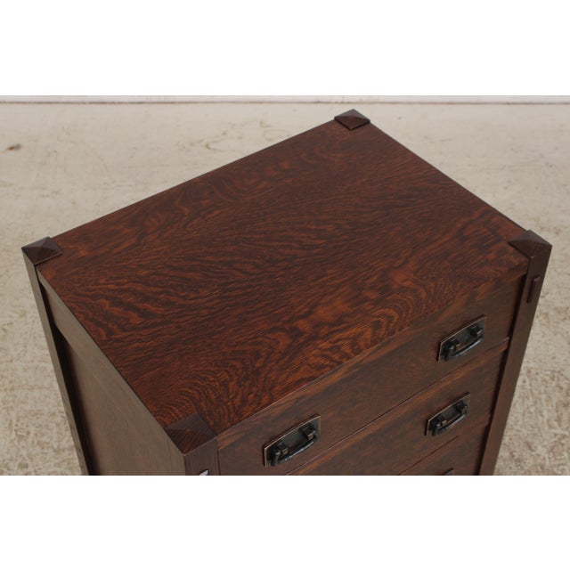 Brown Pair of Stickley Mission Oak Nightstands For Sale - Image 8 of 16