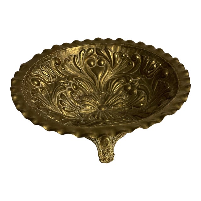 Mid 19th Century Antique Gilt Brass French Repousse Bowl For Sale