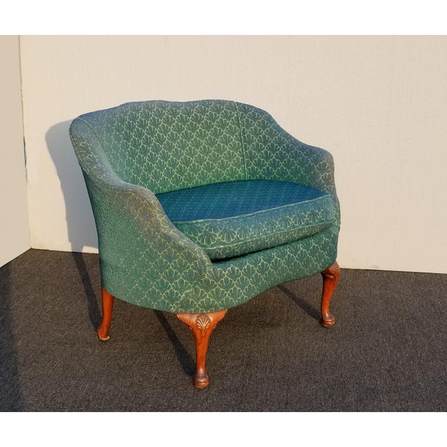 Vintage French Country Green Oversized Accent Chair | Chairish