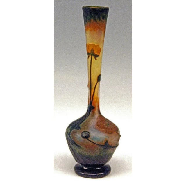 Daum nancy stalky rarest vase with flowers manufactory: daum frères made in france / nancy, lorraine, circa 1895-1900....