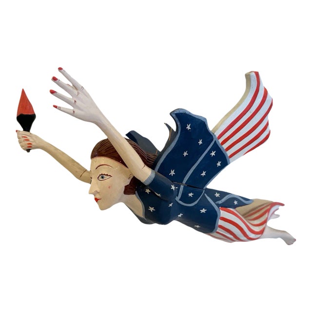 Folk Art Painted Lady Liberty Political Figure For Sale