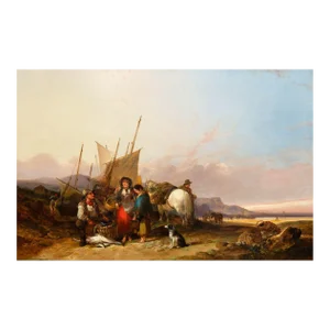 English Antique Seascape of "Sussex Coast" (1854) by William Shayer, Sr.