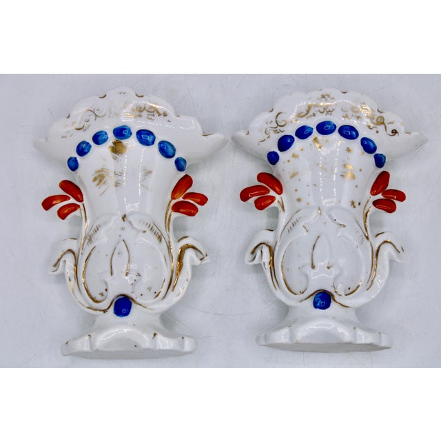 Ceramic Antique Art Nouveau French White Ceramic Bud Vases For Sale - Image 7 of 10