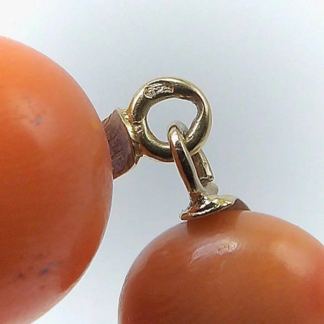 1870 Victorian 18K Gold French Coral Ball Dangle Earrings - 2 Pieces For Sale In Los Angeles - Image 6 of 6