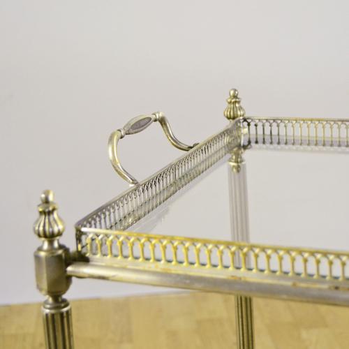 Louis XVI Style Metal and Glass Serving Tables, Set of 3 For Sale - Image 8 of 9