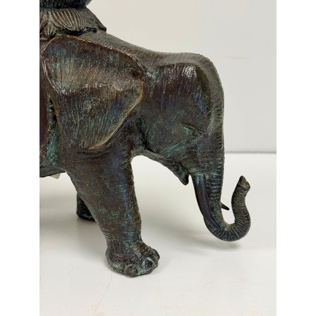 Hollywood Regency Vintage Maitland-Smith Bronze Elephant Sculpture Candle Holder For Sale - Image 3 of 12