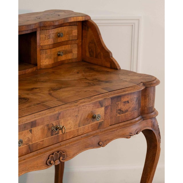 Louis XV Style Tiered Desk In Burr Walnut, 19th Century For Sale - Image 11 of 12