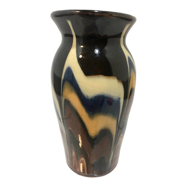 French Jaspe Vase With Brown Swirl Pattern For Sale