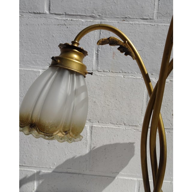 Vintage Art Nouveau Style Table Lamp in Brass For Sale - Image 10 of 18