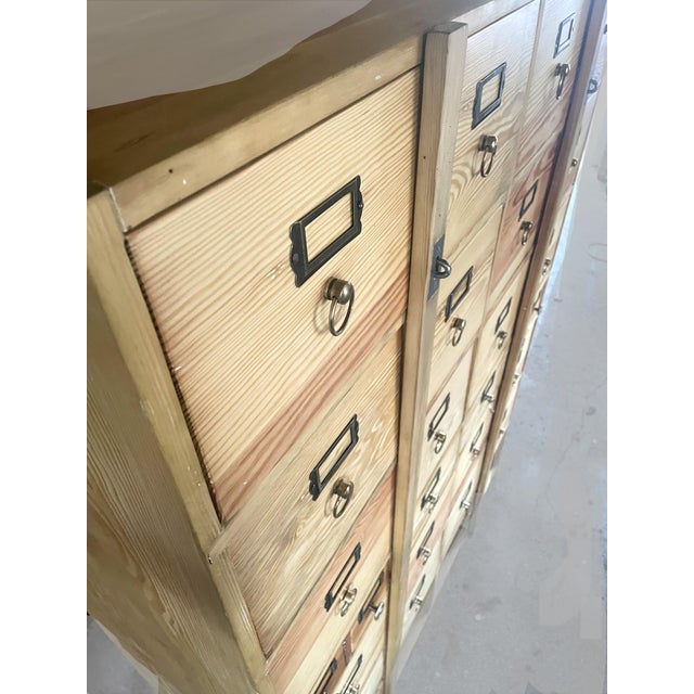 Tan 26-Drawer Card Catalog Cabinet in Wood, 1950s For Sale - Image 8 of 18