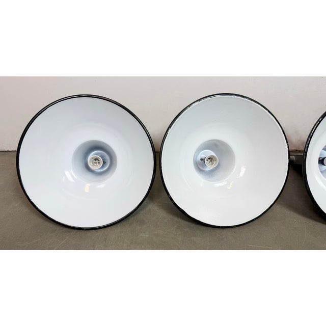 1960s Industrial Black Enamel Pendant Lamps from Elektrosvit, 1960s, Set of 4 For Sale - Image 5 of 18