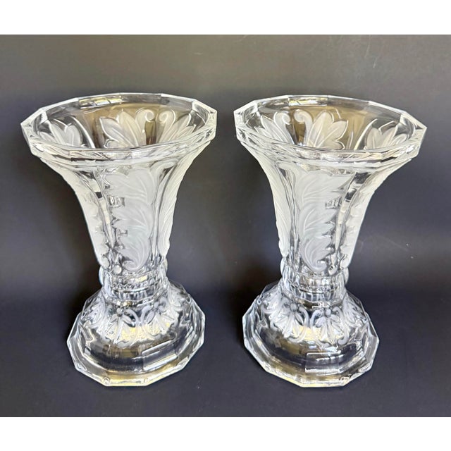 Art Deco Pair of Reversible Glass Vases & Taper/Pillar Candleholders For Sale - Image 3 of 12