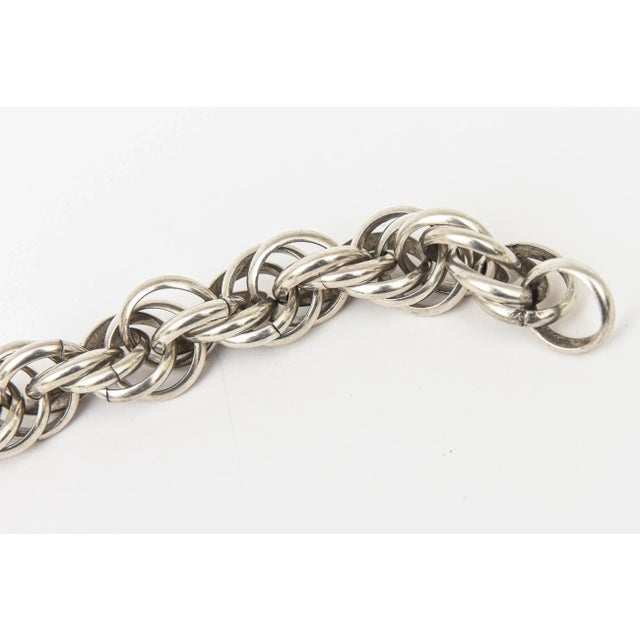 Vintage Sterling Silver Italian Hallmarked Twisted Chain Link Sculptural Collar Necklace For Sale - Image 11 of 12