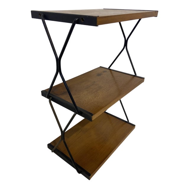 Wooden Shelf with Black Metal Structure attributed to Isa Bergamo, 1969 For Sale