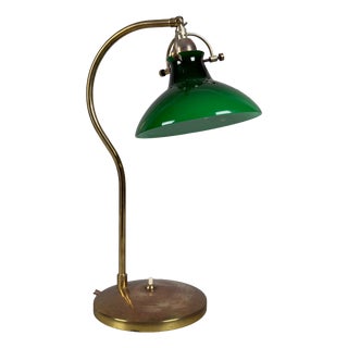 Green and White Brass and Murano Glass Table Lamp from Valenti Luce, 1970s For Sale