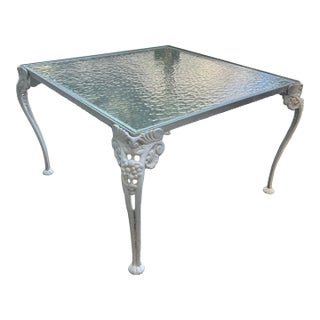 Vintage Woodard Style (Attributed To) Wrought Iron Grapevine Glass Coffee Table For Sale