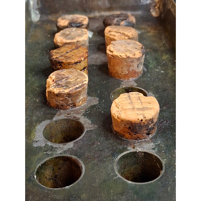 Ultra Rare Antique 18th C Heavy Brass 12 Tube Candle Mold Primitive Corks 5x10 For Sale - Image 14 of 16