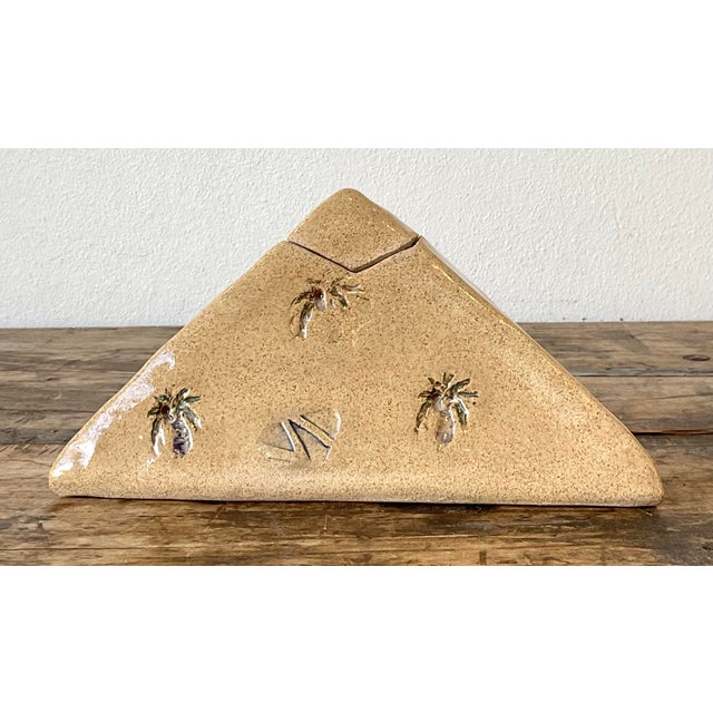 Ceramic Vintage Original Studio Pottery Palm Triangle Box For Sale - Image 7 of 12