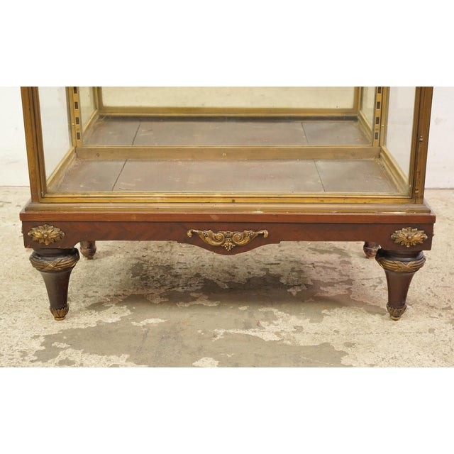 Wood Vintage European Brass & Glass Vitrine Display Cabinet For Sale - Image 7 of 12