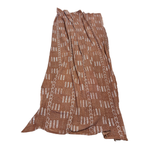 Large Vintage Malian Brown & White Cotton Mud Cloth Textile 87"
