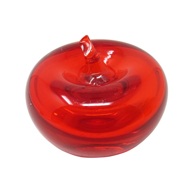 1970s Candy Apple Red Glass Apple Paperweight For Sale - Image 5 of 7