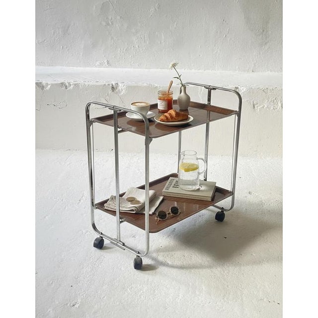 Mid-Century Chrome Folding Serving Trolley, Germany, 1950s For Sale - Image 9 of 10
