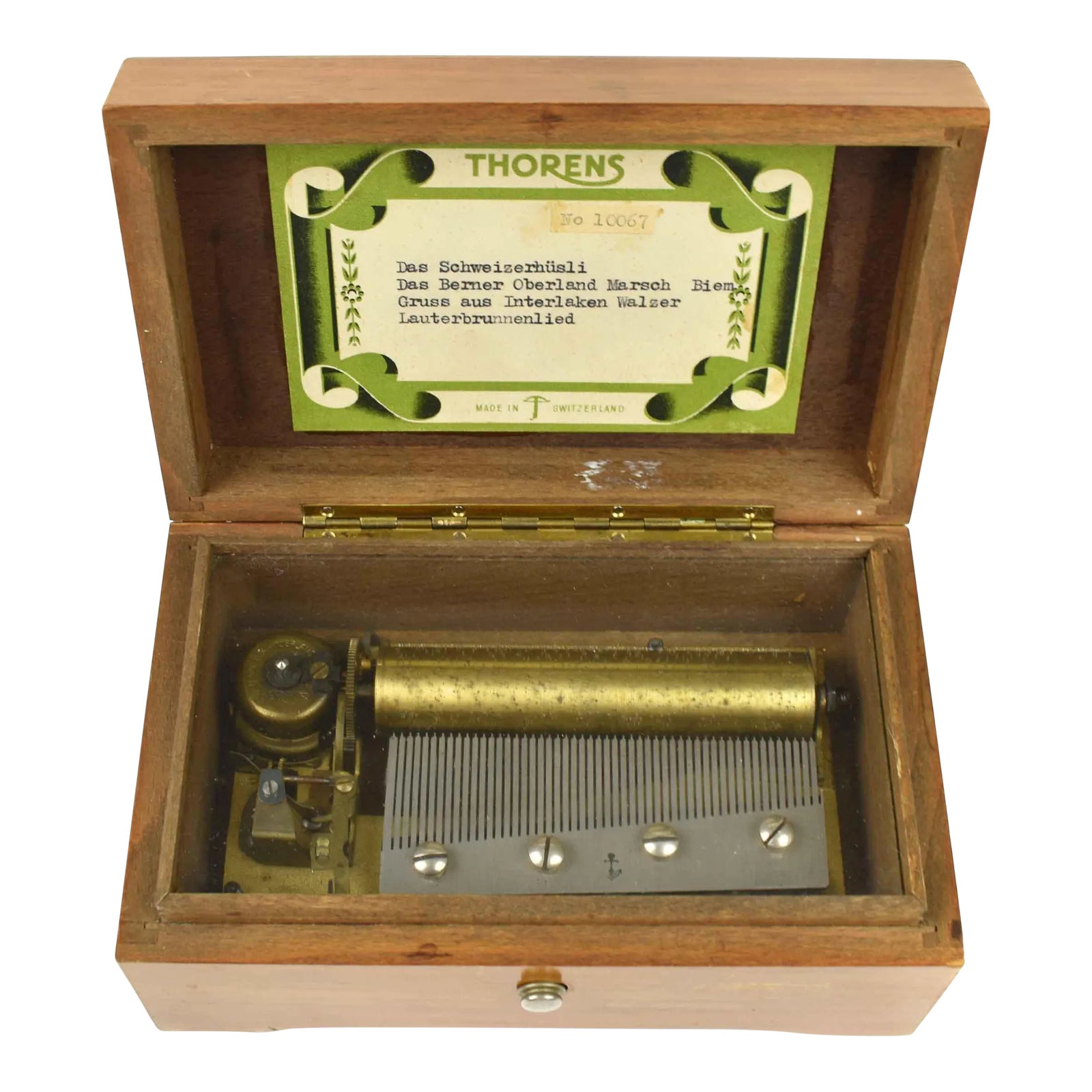 Early 20th Century Switzerland Thorens Cylinder Wooden Music Box