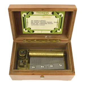 Early 20th Century Switzerland Thorens Cylinder Wooden Music Box, Plays 4 Songs