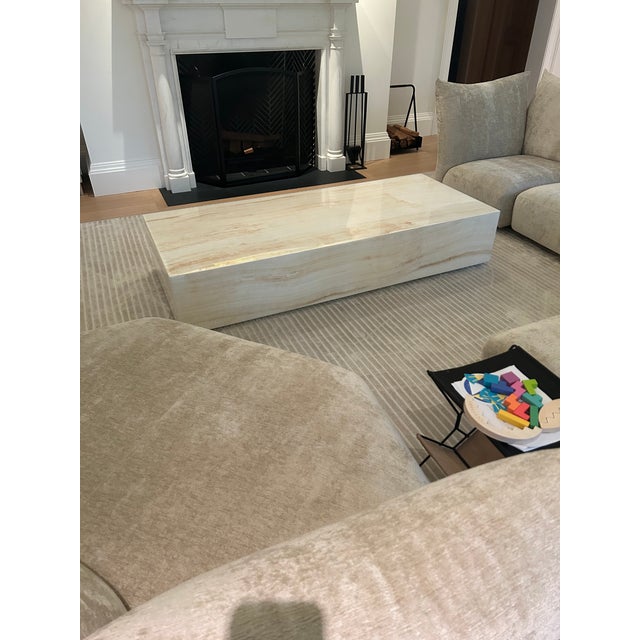 Authentic Restoration Hardware ROCCO coffee table in Ivory Onyx with a polished finish and beautiful natural veining...