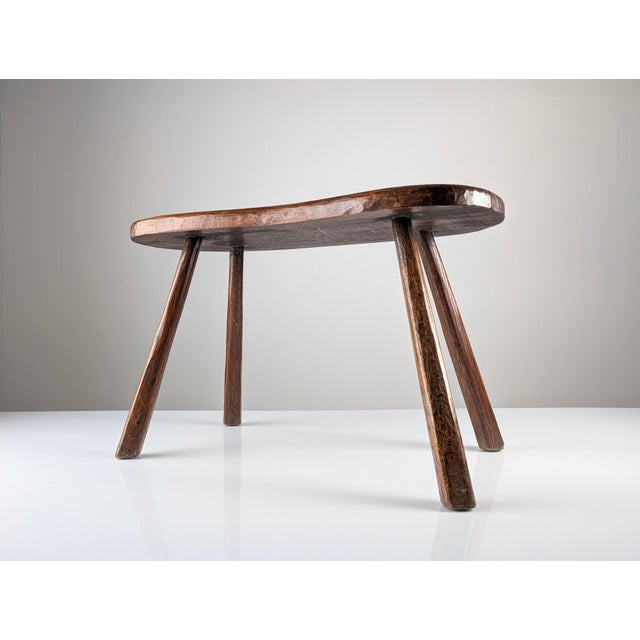 Rustic Hand-Carved Wood Bench with Organic Free-Form Top, 1940s For Sale - Image 6 of 10