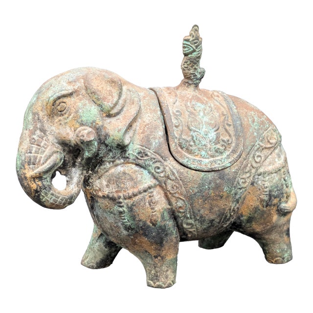 1960s Chinese Cast-Metal Elephant Ritual Jar For Sale