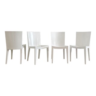 Karl Springer Jmf Chairs Set of 4 in White Lacquer, 1980s For Sale