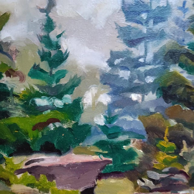 Realism Walking Through Deep Dark Woods Over Granite Rocks Original Oil Painting by David Beynon Pena For Sale - Image 3 of 6
