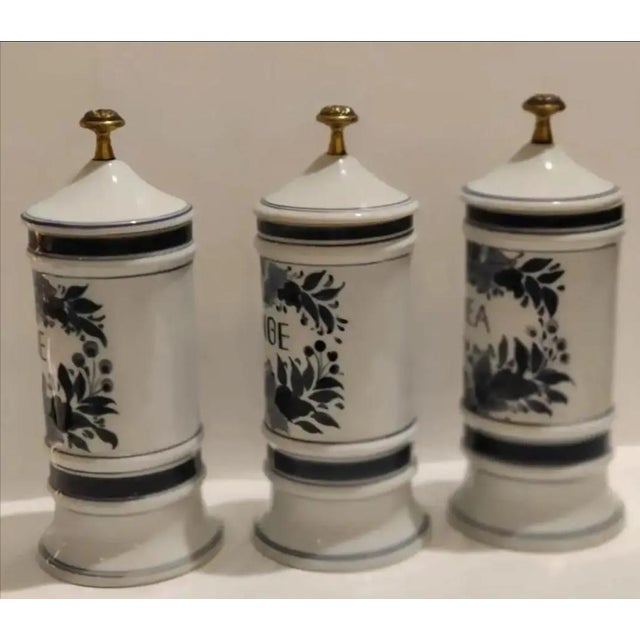 Maitland - Smith Maitland-Smith Porcelain Apothecary Jars ~ Set of 3 ~ Circa 1980 For Sale - Image 4 of 13