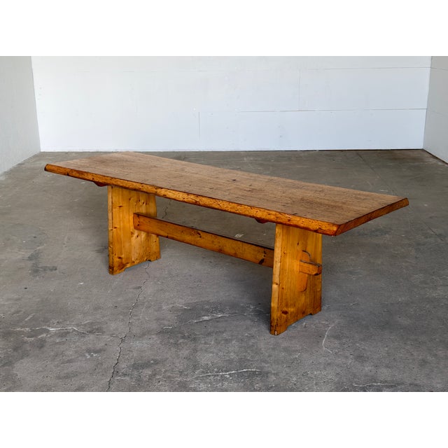 Vintage Scandinavian Modern Pine Trestle Dining Table, 1940s For Sale - Image 11 of 11