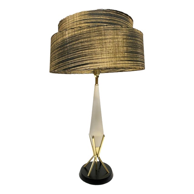 1950s Mid Century Googie Table Lamp With Spun Fiberglass Shade For Sale
