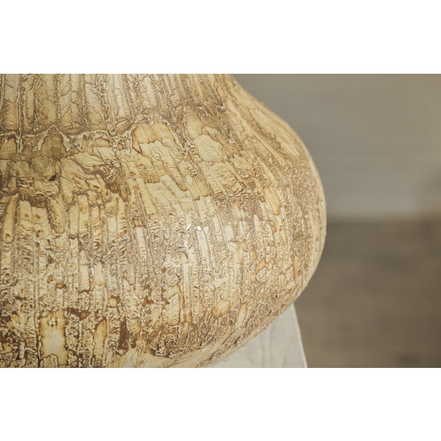 Large Artisan Studio Ceramic Vase with Textured Cream and Earth-Tone Glaze For Sale - Image 11 of 18
