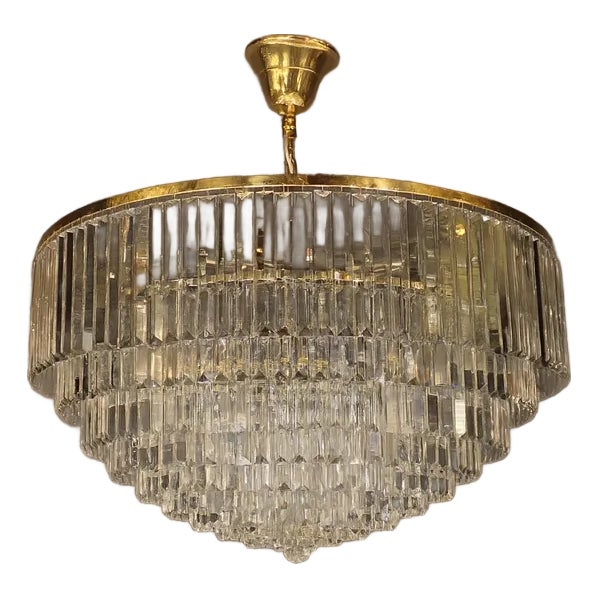 Postmodern Modern Gold Brass Round Chandelier Art Nouveau XXL For Sale