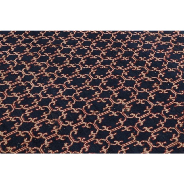 Traditional Vintage Turkish Anatolian Rug in Indigo & Red Geometric Lattice - Rug & Kilim For Sale - Image 3 of 9