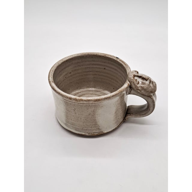 American 1990s Studio Pottery Face Artisan Mugs With Wabi-Sabi Glaze Signed - a Pair For Sale - Image 3 of 12