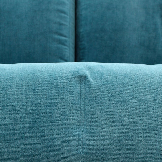 Iroko Cornaro Sofa in Wood and Azure Velvet by Carlo Scarpa for Studio Simon, 1974 For Sale - Image 18 of 18