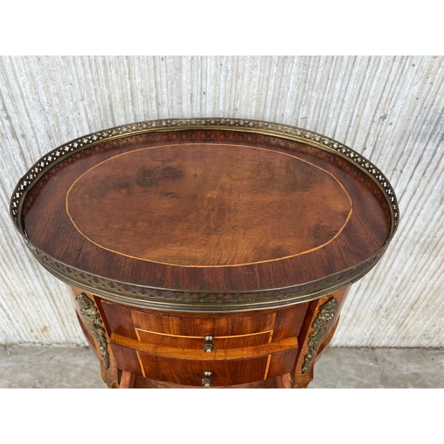 Brown 19th Century Bouillotte Louis XVI Style, Kidney Shaped Bronze and Walnut Table, A Pair For Sale - Image 8 of 18