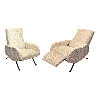 Vintage Reclinable Lounge Chairs, 1950, Set of 2 For Sale