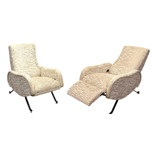 Vintage Reclinable Lounge Chairs, 1950, Set of 2 For Sale