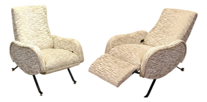 Vintage Reclinable Lounge Chairs, 1950, Set of 2