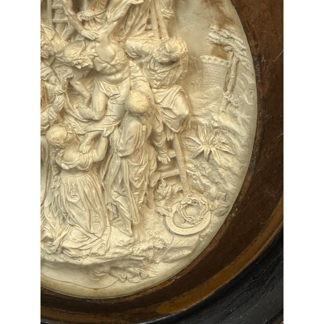 Beige 19th Century Carved Meerschaum Devotional Relief of The Descent from the Cross For Sale - Image 8 of 16