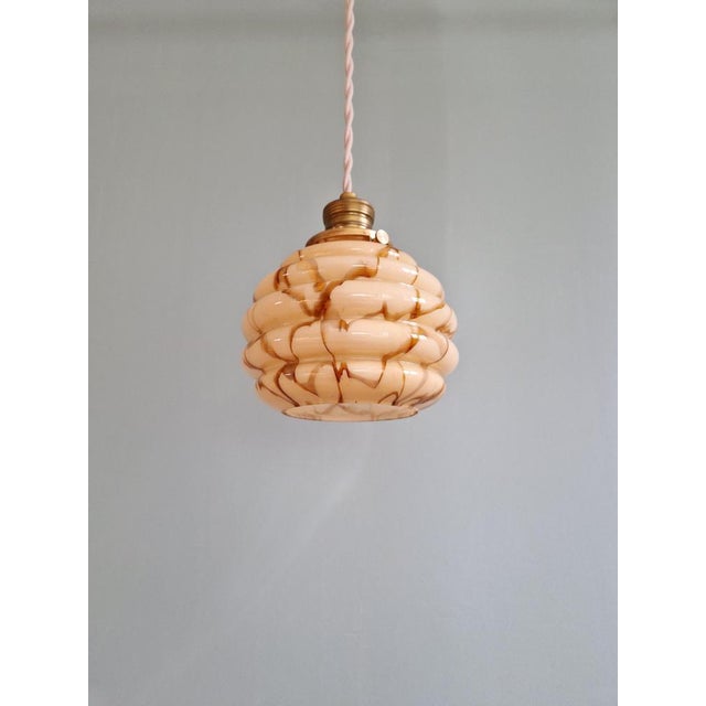 Art Deco Pendant Light in Marbled Opaline and Uranium Glass from Scailmont, Belgium, 1920s-1930s For Sale - Image 12 of 18