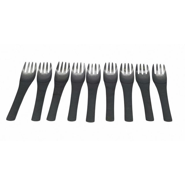 Set of 9 stainless steel cutlery pieces from the Alitalia Linea 72 set designed and engineered by Joe Colombo and Ambrogio...