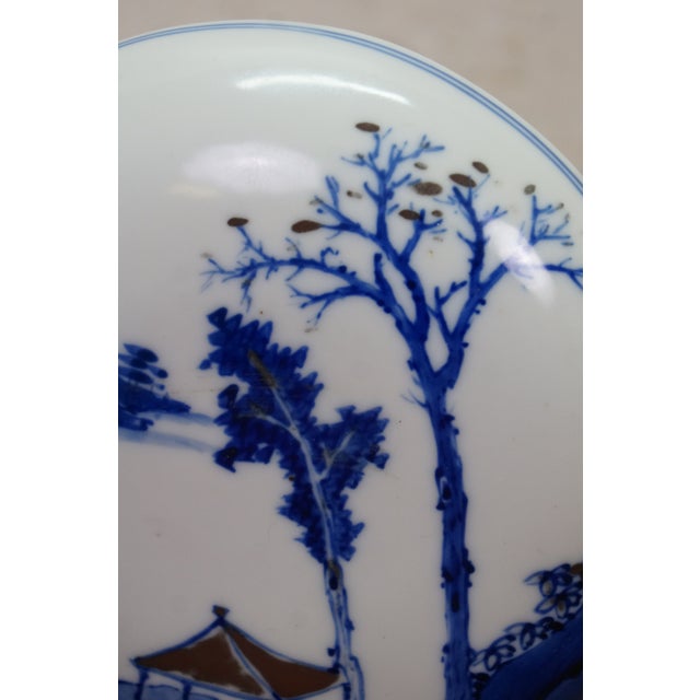 Blue Antique Chinese Qing Blue & White Round Porcelain Ink Seal Paste Box 5" For Sale - Image 8 of 13