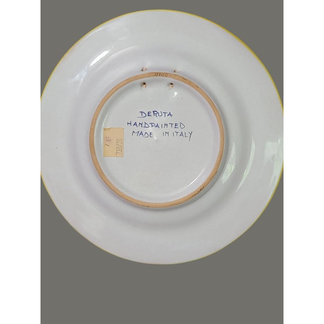 Blue Vintage Italian Deruta Majolica Painted Renaissance Portrait Decorative Plate #3 For Sale - Image 8 of 9